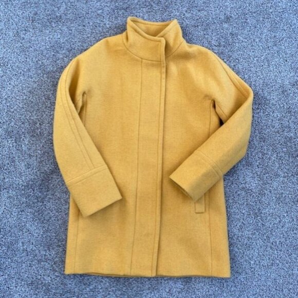 J.CREW Ochre Mustard Yellow Wool Blend City Coat Jacket Sz 4 - Picture 15 of 15